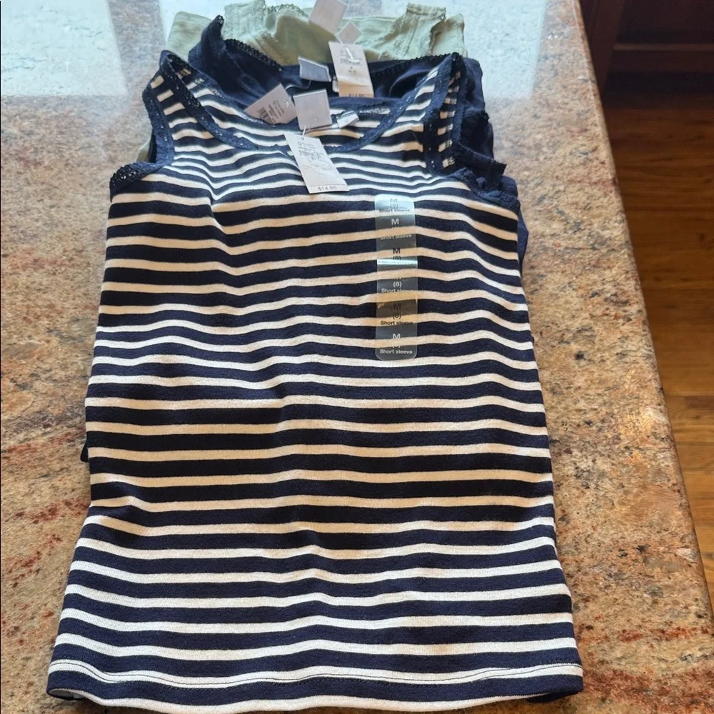 GAP Kids Navy, Olive & Navy-Striped Girls' Tank Tops Pack